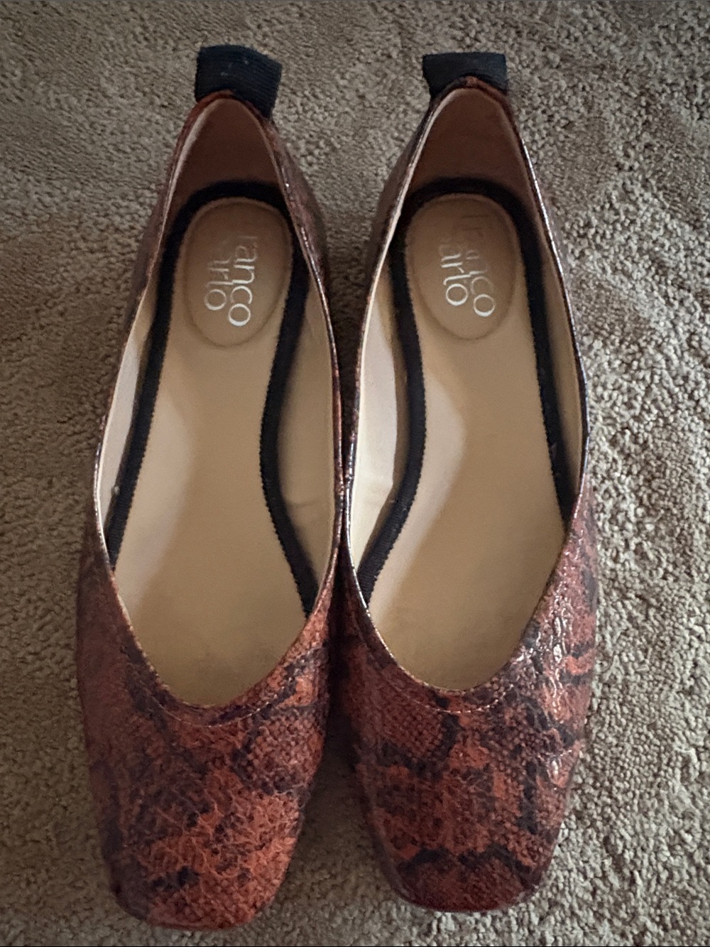 Franco Sarto Snake Print Flats 6 1/2 - Picture 2 of 5